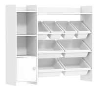 AIYAPLAY Toy Storage Unit with 8 Removable Bins, Storage Shelves, Cabinet, White
