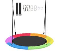AIYAPLAY Tree Swing Seat, 120cm Kids Saucer Swing with Adjustable Ropes and Tree Straps, 300kg Capacity, Multicolour
