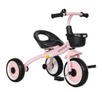 AIYAPLAY Baby Trike, Toddler Tricycle with Adjustable Seat, Basket, Bell, Kids Tricycle for 2-5 Years Old, Pink