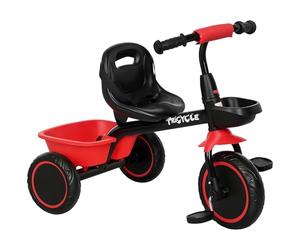 AIYAPLAY Trike for Kids, Toddler Tricycle for 2 to 5 Years, with Adjustable Seat, Pedal, Front Rear Baskets, 3 Wheels Kids Bike Gift for Boys and Girls, Red