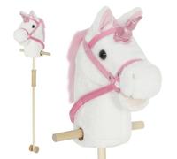 AIYAPLAY Unicorn Stick Horse with Wood Wheels Real Pony Sounds 95 cm White