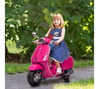 AIYAPLAY Vespa Licensed 12V Kids Electric Bike w/ 2 Training Wheels, Pink