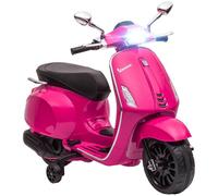 AIYAPLAY Vespa Licensed 12V Kids Electric Motorbike w/ 2 Training Wheels - Pink