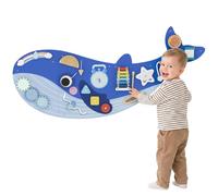 AIYAPLAY Whale Activity Wall Busy Board 13 in 1 for Boys Girls 2+ Blue | Montessori Inspired Sensory Wall Panel, Learning Activity Centre, for Toddler Playroom Nursery, Educational Toys