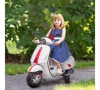 AIYAPLAY Women's Vespa Licensed 12V Ride on Motorcycle w/ Music, Headlight in White | Size: 100 cm x 100 cm AIYAPLAY White 100 cm x 100 cm