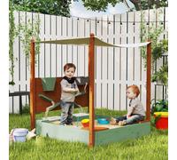AIYAPLAY Wood Sandpit for Kids with Canopy for Garden, Beach, Green