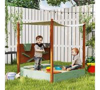 AIYAPLAY Wood Sandpit for Kids with Canopy for Garden, Beach, Green