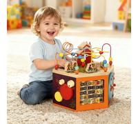 AIYAPLAY Wooden Activity Cube, 8 in 1 Baby Activity Cube Toys for 18M+
