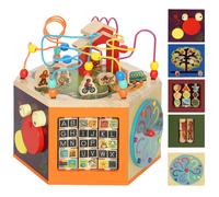 Aiyaplay Wooden Activity Cube, 8 In 1 Baby Activity Cube Toys For 18M+