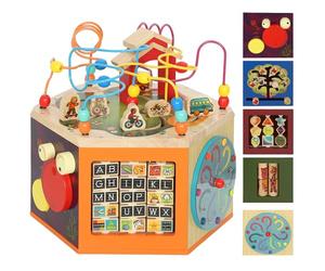 AIYAPLAY Wooden Activity Cube Baby Toys for 18+ Months 8 in 1 Bead Maze
