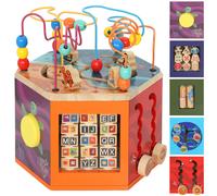 AIYAPLAY Wooden Activity Cube, Baby Toys with Bead Maze, Pattern Sorter for Toddlers Boys and Girls 18+ Months