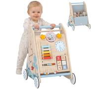 AIYAPLAY Wooden Baby Walker Detachable Double-Sided Board Wheels Natural | Toddler Push Along Walker, Montessori Inspired Learning Activity Centre, Gift for Boys Girls 1-3 Years