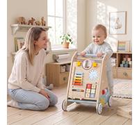 Wooden Baby Walker with Detachable Double-Sided Activity Board for 1-3 Years