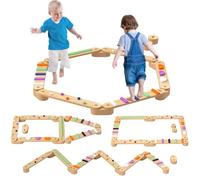 AIYAPLAY Wooden Balance Beam Board for Kids, Indoor Outdoor Play Equipment Build Coordination Agility and Strength, Toddler Obstacle Course for 3-8 Years