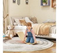 AIYAPLAY Wooden Balance Board for Kids, Wobble Board with Silent Felt for Children 3-8 Years Old, Curvy Swing Seesaw for Sensory Play, Blue