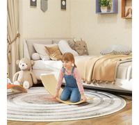 AIYAPLAY Wooden Balance Board for Kids, Wobble Board with Silent Felt for Children 3-8 Years Old, Curvy Swing Seesaw for Sensory Play, Orange