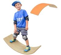 AIYAPLAY Wooden Balance Board for Kids, Wobble Board with Silent Felt for Children 3-8 Years Old, Curvy Swing Seesaw for Sensory Play, Orange