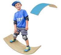 AIYAPLAY Wooden Balance Board for Kids, Wobble Board with Silent Felt for Children 3-8 Years Old, Curvy Swing Seesaw for Sensory Play, Blue