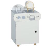 AIYAPLAY Wooden Dishwasher Playset, Pretend Play Kitchen for Kids Age 3+, Kitchen Sink Toys with Faucet, Sink and Accessories, Gift for Boys Girls Toddlers, Light Blue