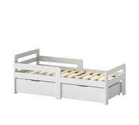 Aiyaplay Wooden Kids Bed Frame With 2 Storage Drawers For Ages 4-14, Grey
