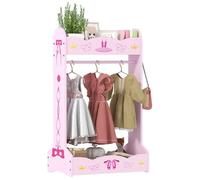 AIYAPLAY Kids Clothes Rail w/ Storage Shelves for Bedroom, Nursery, Pink, Pink