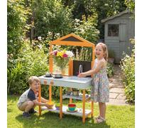 Aiyaplay Wooden Mud Kitchen For Kids With Removable Sink, Cookware, Shelves