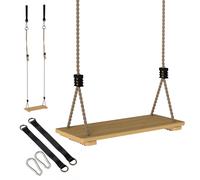 AIYAPLAY Wooden Swing Seat, Kids Swing Set with Adjustable Rope and Tree Straps, Outdoor Playground Playset for Kids