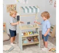 AIYAPLAY Wooden Toy Shop, Cash Register, 34 Accessories, Ages 3+, Green