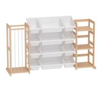 AIYAPLAY Wooden Toy Storage Unit with Stuffed Animal Storage, Bookshelf and 12 Bins for Kids Rooms, Bedroom, Playroom, Nursery