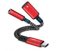 AIYEEN 2-in-1 USB C to 3.5mm Headphone and Charger Adapter, USB C PD 3.0 Quick Charging Port to Aux Audio Jack & 60W Fast Charging Dongle Cable Compatible with iPhone 15 Google Pixel Samsung (Red)