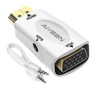 AIYEEN HDMI to VGA Adapter, 1080p HDMI Male to VGA Female Adapter with 3.5mm Audio Jack Cable Compatible with Monitor, Laptop,Computer, Projector, HDTV, Chromebook and More (White)