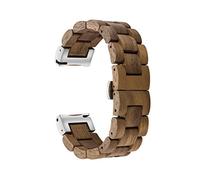 AIYIBEN Band 20mm for Galaxy Watch 4 40/42/44/46mm/Active/Active 2 40/44mm/Watch 3 41mm, Stainless Steel wood Watch Band Quick Release Strap Replacement Bracelet Wristband(Walnut)
