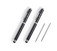AIYIBEN Metal multi-function pen, touch screen stylus, flashlight with white light, infrared, creative Christmas and birthday gifts (2 Black)