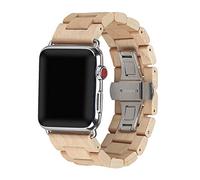 AIYIBEN Wooden Watch Strap Band 42mm/44mm/45mm with Stainless Steel Butterfly Buckle Compatible for iWatch Series 1 2 3 4 5 6 7(Maple)