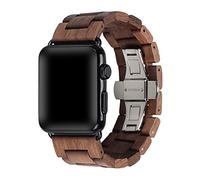 AIYIBEN Wooden Watch Strap Band 42mm/44mm/45mm with Stainless Steel Butterfly Buckle Compatible for iWatch Series 1 2 3 4 5 6 7(Walnut)