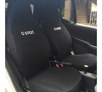 AIYING 2pcs Car Full Wrap Seat Cover Sets, For Smart 451 Fortwo, Front Seat Breathable Cushion, Four Seasons Non-slip Protective Cover, Interior Decoration Accessories,Bla-ck