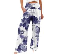 AIYINIY Palazzo Pants for Women Casual Printing Pockets Elastic Waist Comfortable Straight Loose Pants Classic Lightweight Workout Tracksuit Bottoms for Yoga Fitness Running (Purple-2, L)