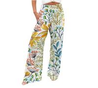 AIYINIY Palazzo Pants for Women Casual Printing Pockets Elastic Waist Comfortable Straight Loose Pants Classic Lightweight Workout Tracksuit Bottoms for Yoga Fitness Running (Z3 Yellow, M)