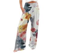 AIYINIY Palazzo Pants for Women Casual Printing Pockets Elastic Waist Comfortable Straight Loose Pants Classic Lightweight Workout Tracksuit Bottoms for Yoga Fitness Running (Z3 Orange, M)