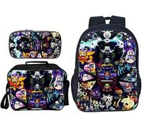 AIYINIY Undertale Backpack 3 Piece Set Anime Game 3D Printed Girls Boys School Bookbag + Lunch Bag+Pencil Case Set, Children Student Casual Daypack Laptop Rucksack (Type 2, 30x40x16cm)