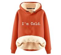 AIYINIY Women's Winter Hooded Sweatshirt - Fleece Sherpa Lined Thermal Pullover, Yes I Am Still Freezing Graphic, Loose Fit Long Sleeve Hoodie, Plush Warm Outwear for Cold Weather, (Orange 4, 3XL)