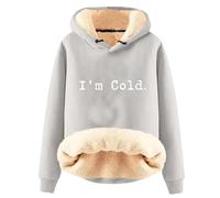AIYINIY Women's Winter Hooded Sweatshirt - Fleece Sherpa Lined Thermal Pullover, Yes I Am Still Freezing Graphic, Loose Fit Long Sleeve Hoodie, Plush Warm Outwear for Cold Weather, (Gray 4, L)