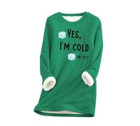 AIYINIY Yes,I'm Cold.ME 24:7 Sweatshirt Women UK Casual Fleece Oversized Loose Jumper Top Crewneck Long Sleeves Solid Color Warm Pullover Soft Comfortable Elegant Shirt (Green 4, S)