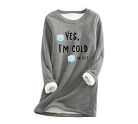 AIYINIY Yes,I'm Cold.ME 24:7 Sweatshirt Women UK Casual Fleece Oversized Loose Jumper Top Crewneck Long Sleeves Solid Color Warm Pullover Soft Comfortable Elegant Shirt (Dark Gray 1, XXL)