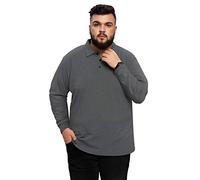 AIYINO Men's Big and Tall Polos Classic Fit Long Sleeve Soft Cotton Polo Shirt (2X-Large Dark Grey)