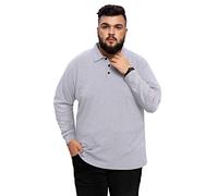 AIYINO Men's Big and Tall Polos Classic Fit Long Sleeve Soft Cotton Polo Shirt (2X-Large Light Grey)