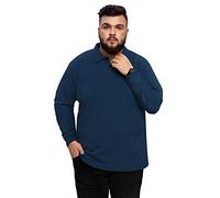 AIYINO Men's Big and Tall Polos Classic Fit Long Sleeve Soft Cotton Polo Shirt (Large Navy)