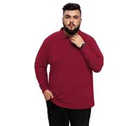 AIYINO Men's Big and Tall Polos Classic Fit Long Sleeve Soft Cotton Polo Shirt (X-Large Red)
