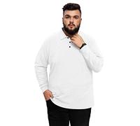 AIYINO Men's Big and Tall Polos Classic Fit Long Sleeve Soft Cotton Polo Shirt (X-Large White)