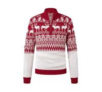 AIYINO Mens Christmas Jumpers Knitted Polo Neck Sweater Mock Neck Slim Fit Pullover 1/4 Zip Pullover Tops X'Mas Red M